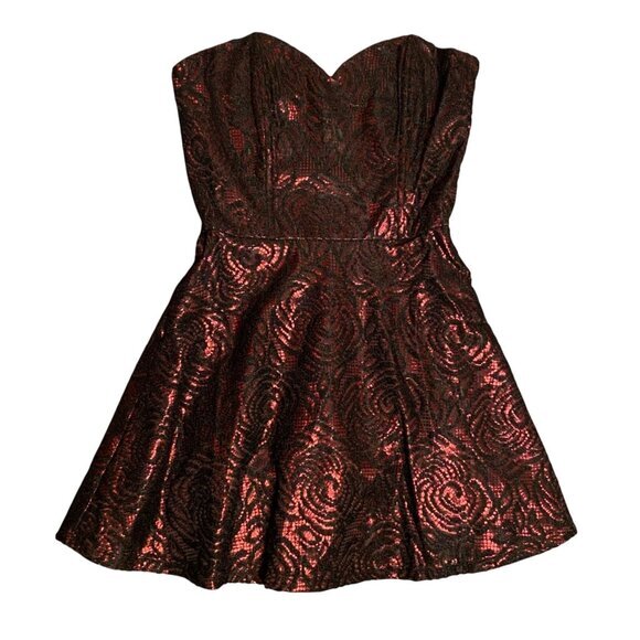Strapless Red & Black Lace Fit & Flare Womens Dress Size M - Picture 1 of 10